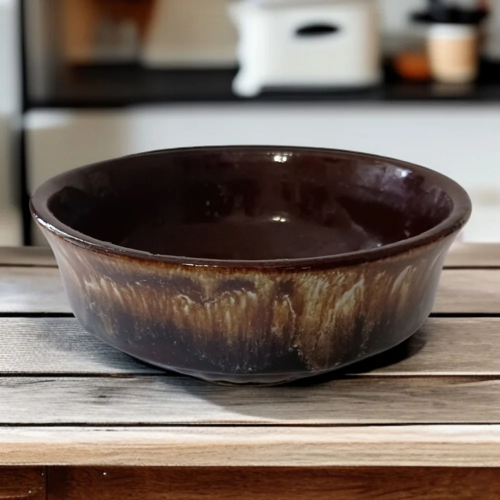 Roseville Robinson Ransbottom Bowl Brown Drip Glaze Mixing Pottery‎ USA Vintage